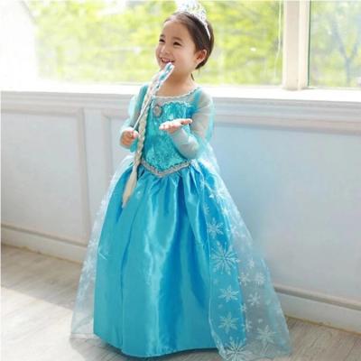 China YIWU XINYU Elsa Anna Dress Halloween Girls Elsa Costume Soft And Stretchy And Deep Enough 2 Dresses With Sequined for sale