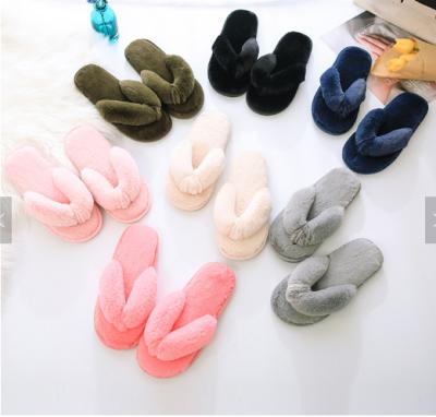 China YIWU XINYU Large Size Fashion Trend Faux Fur Slippers Indoor Plush Fur Flip Flops, Women Fluffy Fur Thong for sale