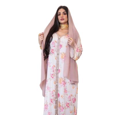 China YIWU XINYU women abaya Dubai jalabiya kaftan Islam Clothing Islamic Clothing Middle East Abaya floral Muslim dresses Polyester fiber (polyester) for sale