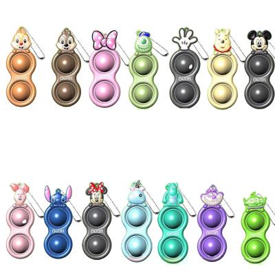 China Key Chain Pendant Key Ring Mini Fidget Cartoon Simple Silicone Trigger Finger Bubble Keychains for sale