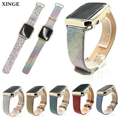 China Glitter Dirt-resistant Faux Leather Women Watch Wristband Replacement Band For Apple Iwatch 2 1 Serial 3 for sale