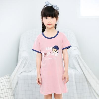 China Cute Girls QUICK DRY Pajamas Cartoon Printed Cotton Nightgown Children Summer Sleepwear Home Clothes for sale