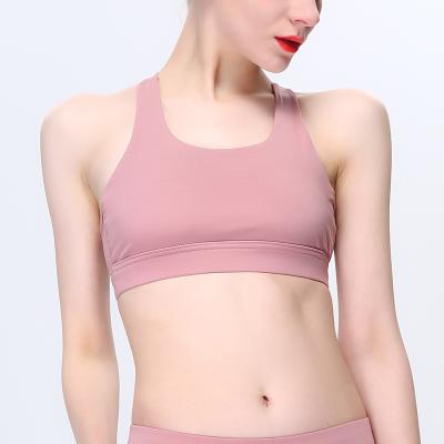 China Strappy Sports Bra O-Neck Halter Neck Sports Bra Mesh Sports Bra Good Quality Fitness Sports Bra Breathable Gym Activewear for sale