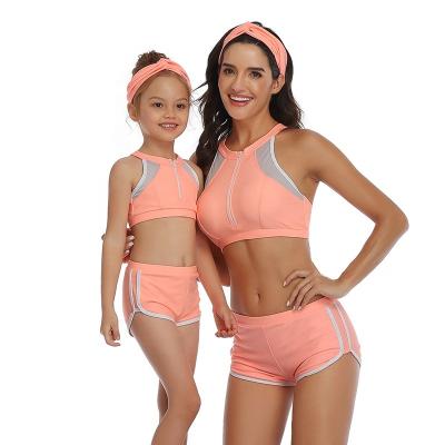 Китай New Design Hot Breathable Color Sheer Front Two Piece Bikini Mother and Girl Swimwear Beach Swimwear продается