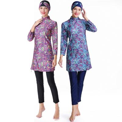 China Wholesale High Quality Women Breathable Print 3 Pieces Modest Fashion Muslim Swimwear Te koop