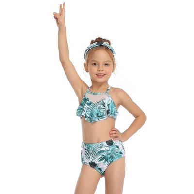 China 2020 New Arrival Breathable Swimwear Mesh Insert Digital Print Two Piece Girls Swimwear Children Custom Made for sale