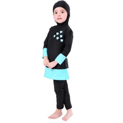 Κίνα 2020 Hot Sale Breathable Kids Islamic Swimwear Muslim Long Sleeve Colorblock 3 Piece Bathingsuit προς πώληση