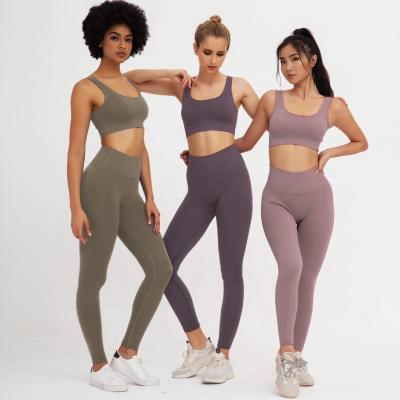 China OEM Crop QUICK DRY Custom Leading 2 Piece Sport Fitness Yoga Wear Set Gym Women Workout Yoga Leggings Sets zu verkaufen