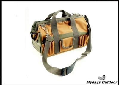 China Leather Folding Bucket Tool Bag With Two Shoulder Strap 13 X 6 X 7 Inch for sale