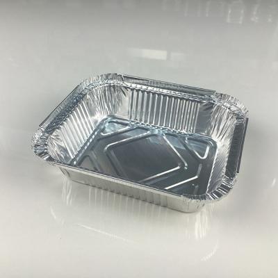 China 550ml Food Recycled Aluminum Foil Disposable Oblong Pans For Barbecue for sale