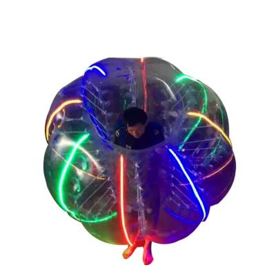 China Soft Handles& Comfortable Safety Belts / Arm 1.5m Diameter Transparent TPU Bubble Football With Strings Glowing Bumper Ball for sale