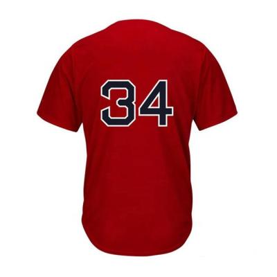 China Antibacterial Mens Woman Polyester White Red Blue Jersey Top Stitched Sew Baseball Shirt for sale