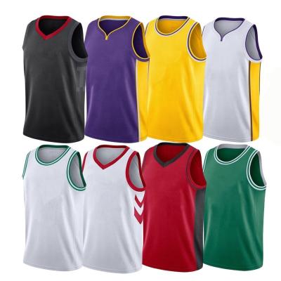 China Antibacterial Basketball Shirts Custom Made Stitched Sew Basketball Tank Top Uniforms for sale