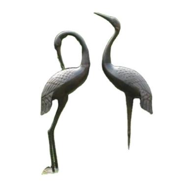 China Modern Cast Aluminum Metal Animals Garden Yard Birds Art Crane for sale