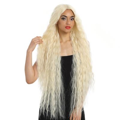 China American Synthetic Lace Front Wig 613 Inch Curly Blonde Wig 42 Front Synthetic Wig Long Curly Ombre Lace Wig for sale