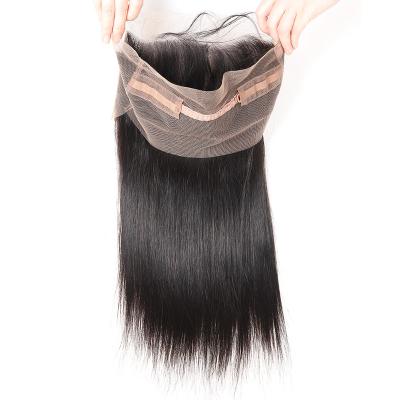 China ALL 360 Headband Indian Straight Hair 360 Lace Frontal Closure With Baby Hair Non-Remy Hair Extension 360 Headband for sale