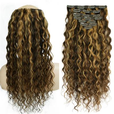 China Silky Straight Afro Kinky Curly Ombre Color Ombre Wave Curly Clip In Mongolian Hair 120g/Set Natural Hair Color 1B 4/30 for sale