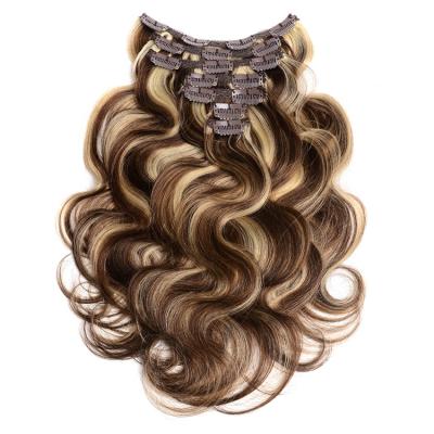 China Brazilian Silky Straight Wave Clip In Wavy Hair Extension 8-10Pcs 100grams Remy Hair Clips In Long Hair Extension Body Wave Piano Color for sale