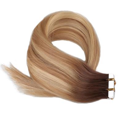 China Silky Straight Wave Tape In Hair Extensions Ombre Color 100% Human Machine Remy Invisible Skin Weft Adhesive Straight Tape On Human Hair Natural Hair for sale