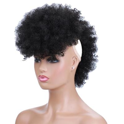 China Short Curly Curly Afro High Wave Synthetic Blowout Middle Part Wig Clips In Natural Black Wig Hair Extensions Ponytail With Bangs for sale