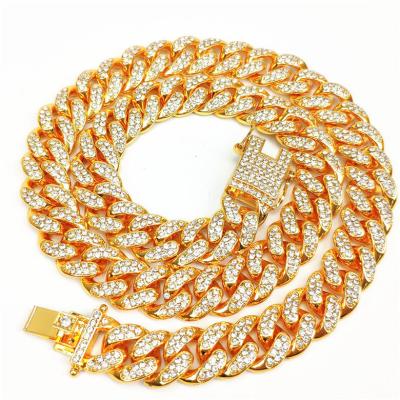 China High Quality Crystal Miami Necklace Silver Cuban Chain Designs Rose Gold Plating Iced Out CZ Hip Hop Jewelry Hiphop For Girls for sale