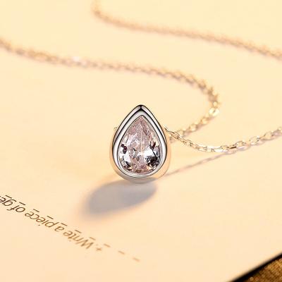 China TRENDY 2022 18k Gold Wedding Plated Sterling Silver Water Drop Pendant Necklace 925 Zircon Teardrop Necklace For Girls for sale