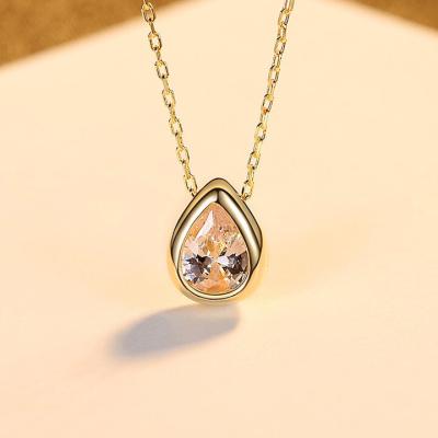 China FASHIONABLE Hot Selling Sterling Silver Water Drop Pendant Necklace 925 18k Gold Plated Zircon Teardrop Necklace For Women for sale