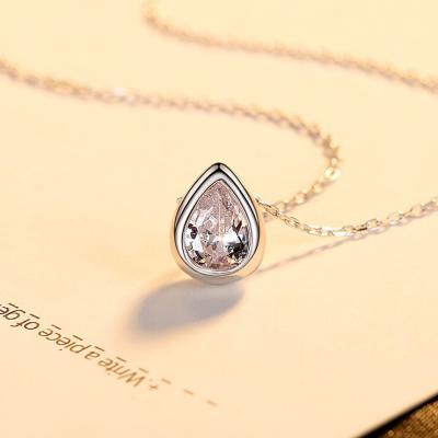 China FASHIONABLE Sterling Silver Water Drop Pendant Necklace 925 18k Gold Wedding Zircon Teardrop Necklace For Girlfriend Gift for sale