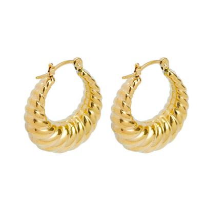 China 2022 2021 TRENDY Hot Selling 2.5cm Gold Plated 18K Stainless Steel Huggie Earrings 18K Gold Plated Huggie Hoop Earrings for sale