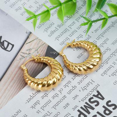 China 2022 Hot Selling 2.5cm FASHIONABLE Oval Earrings 316L Stainless Steel Rhodium Plated 18K Gold Plated Wedding Hoop Earrings For Women for sale