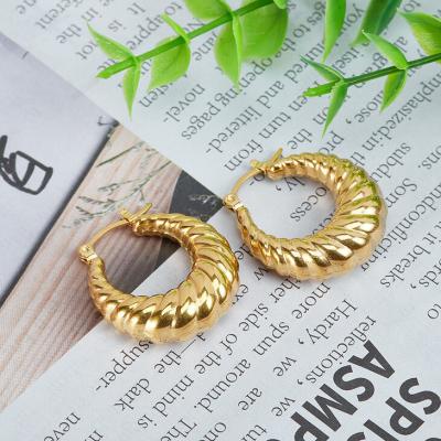 China 2022 TRENDY Bridal Jewelry 2.5cm 316L Stainless Steel Oval Earrings Rhodium Plated 18K Gold Plated Wedding Circle Earrings For Girl for sale