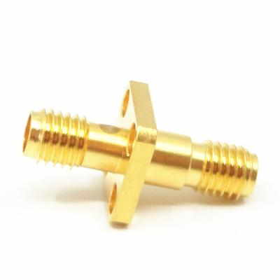 China Communication SSMA Female 4 Holes Flange RF Coaxial Connector Adapter for sale