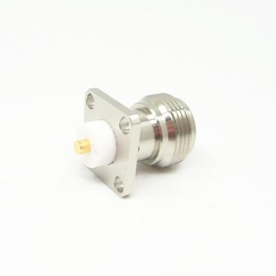 China Brass 50Ohm N Type Flange Mount RF Female Connector 4-Hole for sale