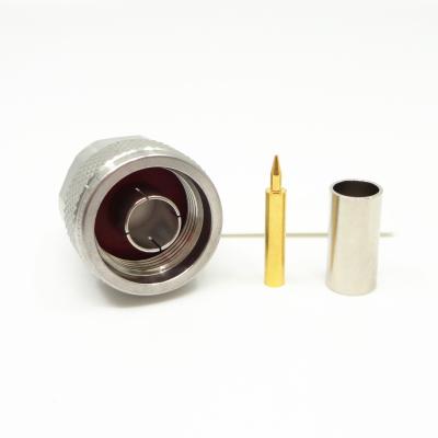 China RF 50Ohm Stainless Steel N Type Crimp Male Plug RF Connector For LMR240 Cable for sale