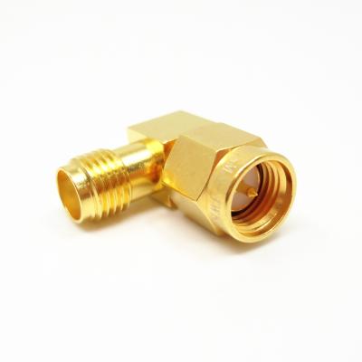 China Right Angle SMA Female To Right Angle Male RF Adapter Gold Plated RF Adapter for sale