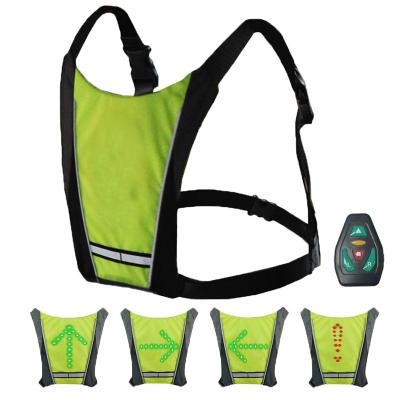 China Water Proof Radio Safety Reflective Light Vest Steering Warning Bicycle Led Flashing Vest Flash 2 IN 1 Jackets For Night Cycling for sale