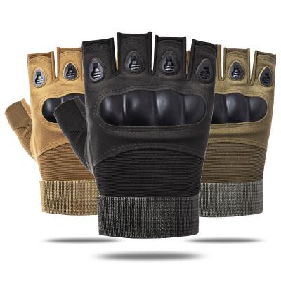 China Men's Knuckle Finger Combat Tactical Fingerless Hard Non-slip Rubber Gloves Outdoor Sport Activites Mitt Outdoor Fingerless Army Hard Rubber Gloves for sale