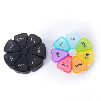 China Petal Design Petal Design Portable Weekly Pill Organizer 7 Day Pill Box with Large Compartments Flower Dispensers and Pill Reminders for Medication for sale