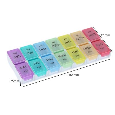 China Detachable Detachable Pill Box Organizer Case 14 Compartments 7 Days AM P.M. 2 Times One Day Medicine Weekly Holder/Container For Travel for sale