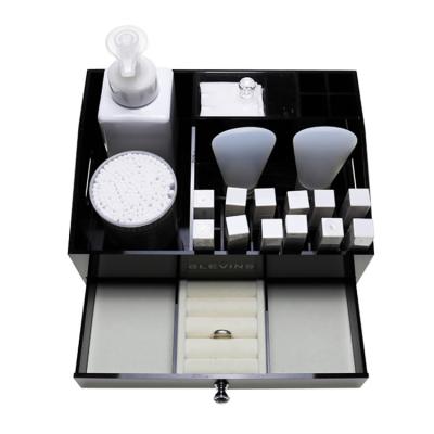 China Eco-friendly Makeup Storage Box Factory Supply Acrylic Black Desktop Cosmetic Display Stand for sale