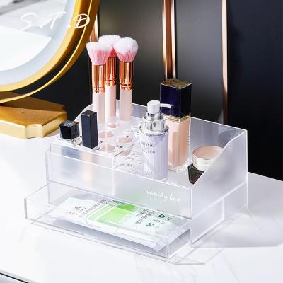 China Desktop Type Dresser Drawer Fashion Acrylic Cosmetic Storage Box Lipstick Mask Skin Care Products Storage Box for sale