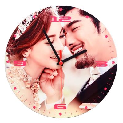 China CL-02 CLASSIC Factory Price Daily Home Decorate Round Shape Sublimation Blank MDF Wooden Wall Clock, Heat Transfer Wooden Clocks for sale