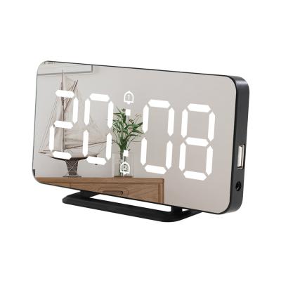 China Sizes Large Screen Temperature Mirror Alarm Clock 3216 Dual Led Alarm Clock Nap Digital Electronic Clock for sale