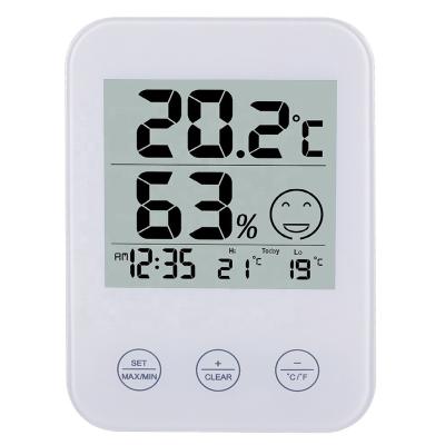 China Antique Style Full LCD Display Mini Digital Weather Hygrometer Thermometer Muti-functional Time Clock for sale