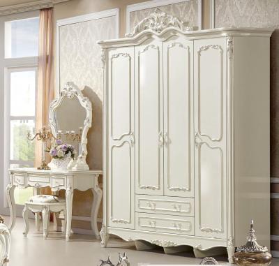 China European luxury antique ivory style bedroom wardrobe french bedroom furniture wardrobe color for sale