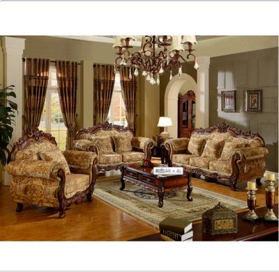 China European-style classic luxury wood carving sofa set American style living room Chesterfield wood carving sofa set for sale