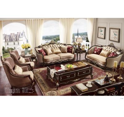 China European classic luxury exclusive leather furniture royal style living room sofa set classic wooden sofas for sale