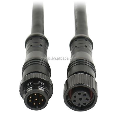 China Power Gragic IP68 High Level 2 3 4 5 6 7 8 Pin Plug Led Outdoor Light 5Pin 6Pin Extension Wire Cable Waterproof M12 Connector for sale