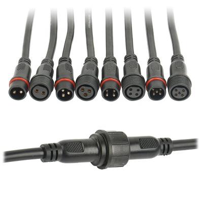 China Power Gragic 2Pin 3Pin 4Pin 5Pin LED Connector Cable Waterproof Dustproof IP65 Male Female Extension Cables for sale