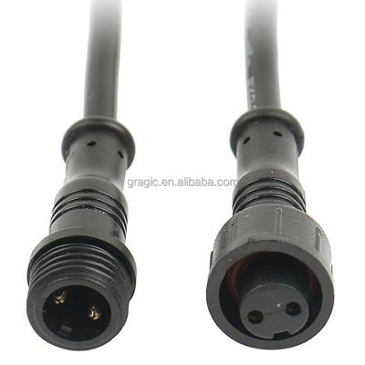 China Power Gragic Electrical M12 pvc molded 2 pin male female waterproof cable connector for sale